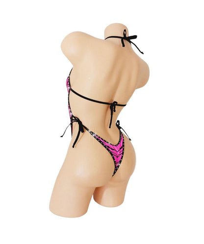 Pink Zebra Tie Me Up One Piece: Adjustable Exotic Dancewear