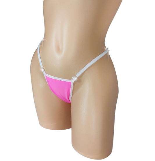Diamond Thong: Adjustable Strap, Bubblegum Pink color Glows in Black Light