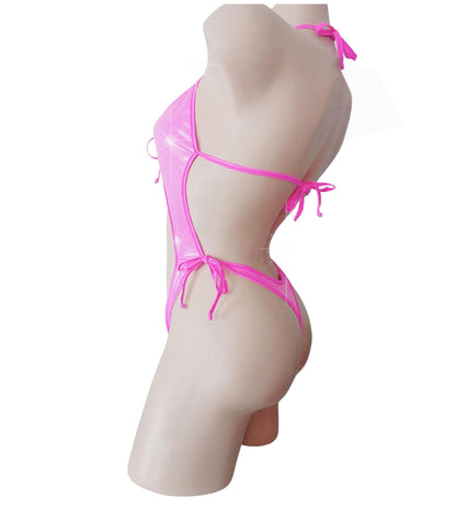 Red Wet Look PVC One Piece: Custom Sized & Adjustable Exotic Dancewear