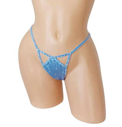 Baby Blue HARLEY Cutout Thong: Adjustable Exotic Dancewear