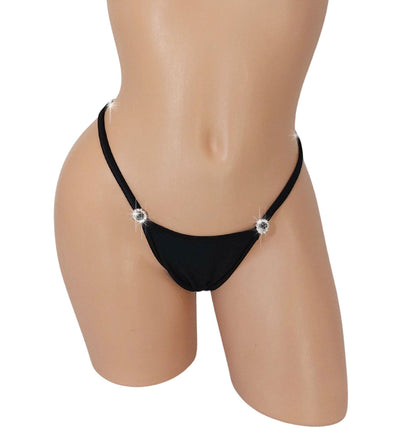 Black Rhinestone Diamond Adjustable Thong: Exotic Dancewear, Rave Outfit
