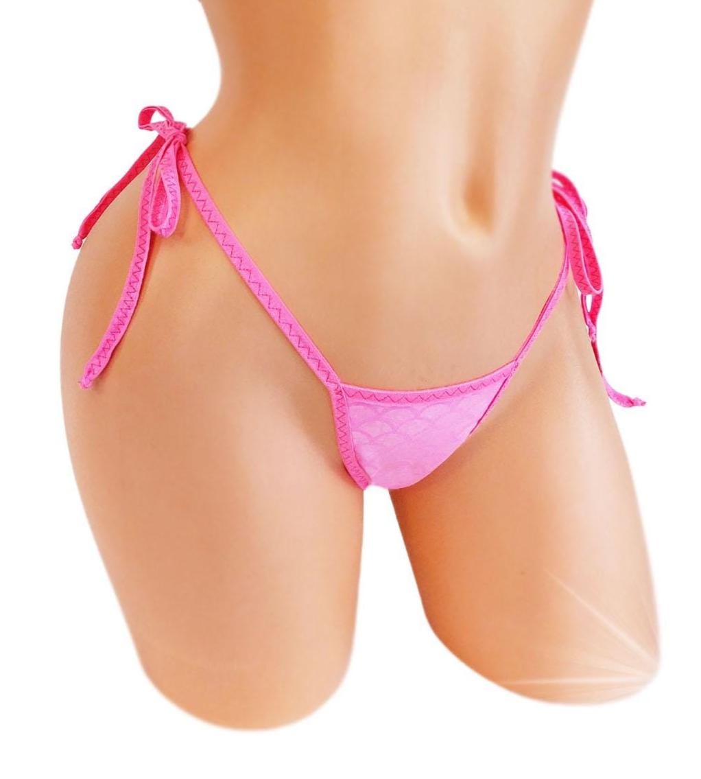 Hot Pink Mermaid Thong – Adjustable Tie Side, Glows in Blacklight