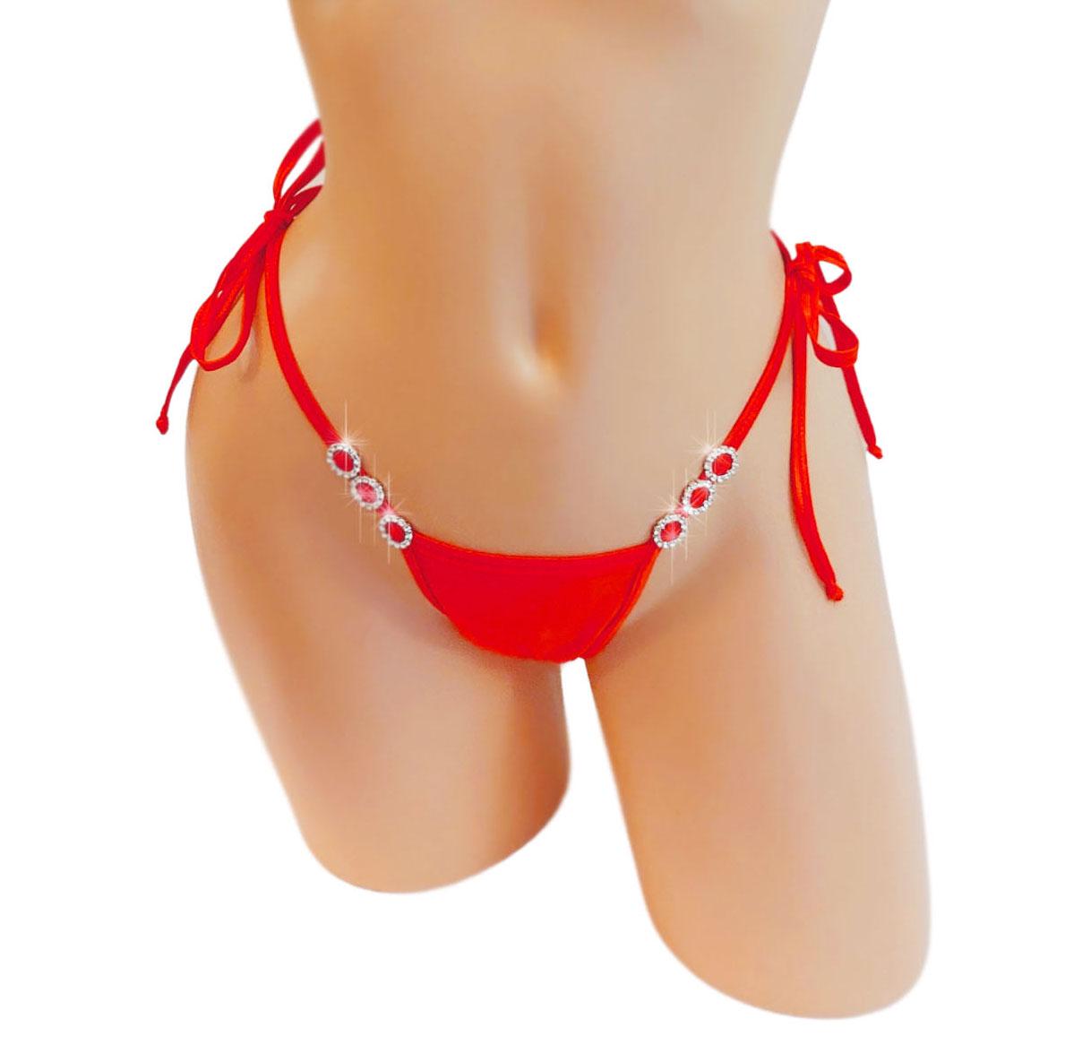 Diamond Accent Micro Thong – Adjustable Tie G-String, Exotic Dancewear