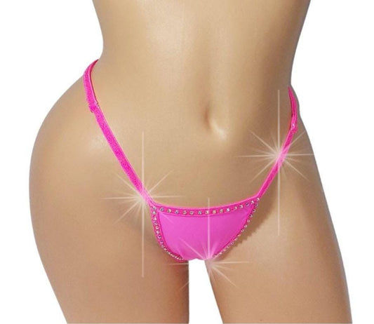 Rhinestone Wide back G-string - Adjustable Waist straps  * XS to XL  * Many Colors!
