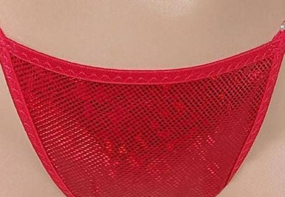 Hologram Strappy Bikini Set, Adjustable Exotic Dancewear