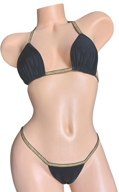 Metallic Trim Thong Bikini – Rave Dancewear, Stripper Outfit