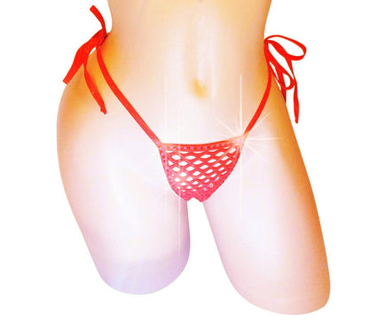 Rhinestone Fishnet Thong G-string, Fully Lined Tie Side
