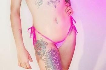 Pink Shimmer Tie Side Thong: Adjustable Exotic Dancewear