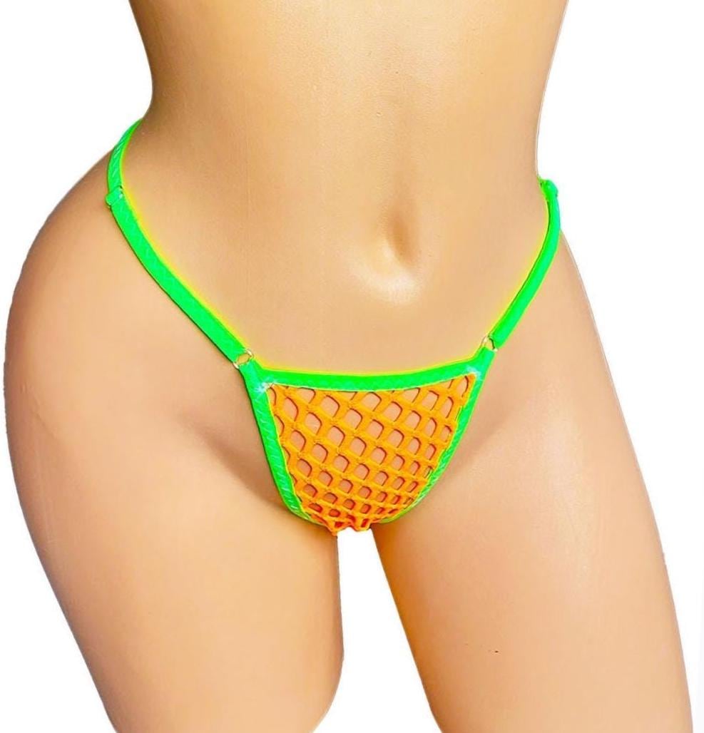 Adjustable Waistband Fishnet Thong: Rave Exotic Dancewear