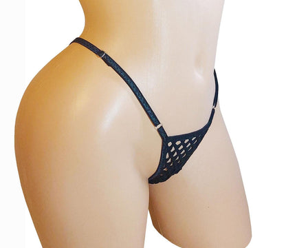 Adjustable Waistband Fishnet Thong: Rave Exotic Dancewear