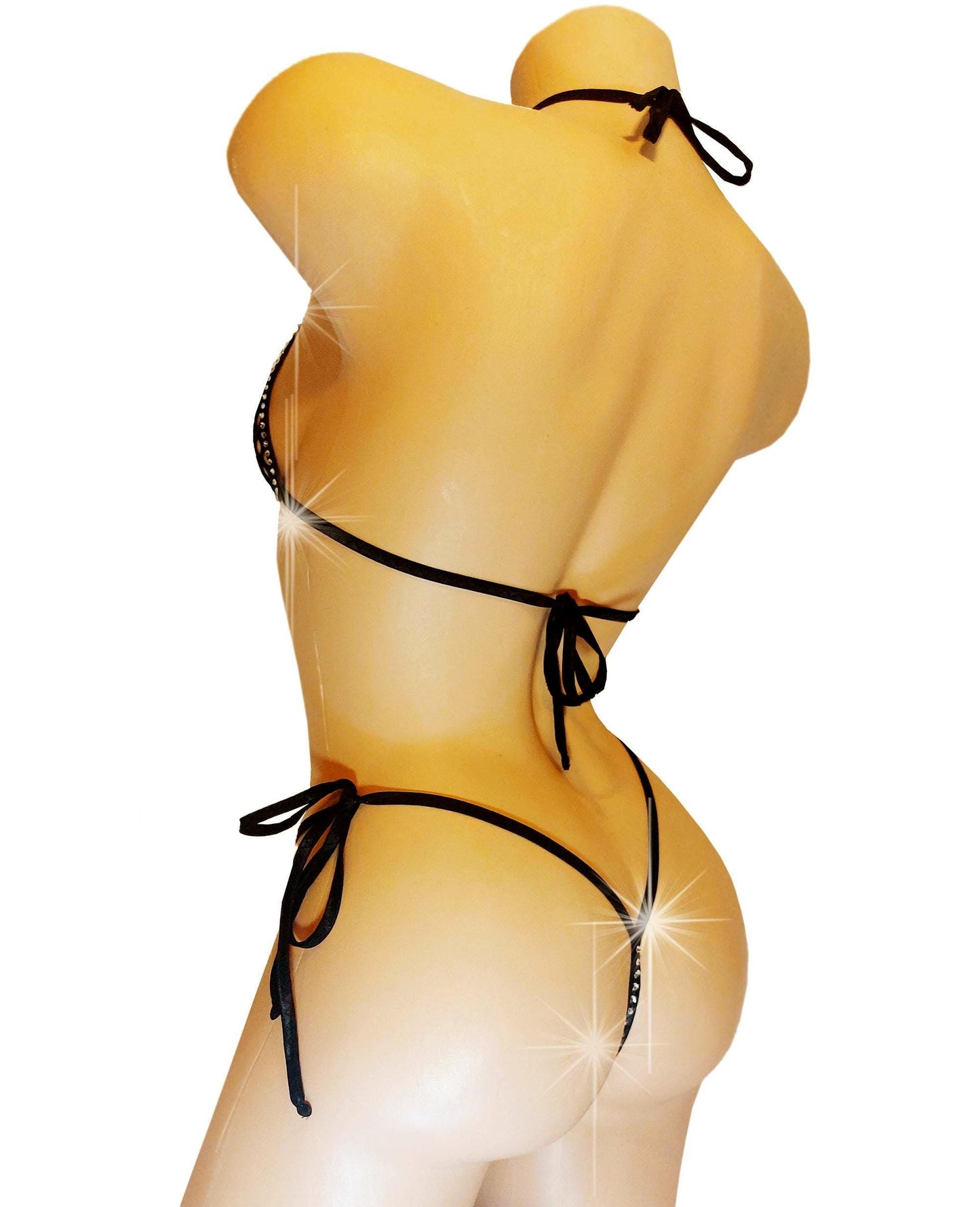 Black Rhinestone Fishnet Thong: Rave G-String, Exotic Dancewear
