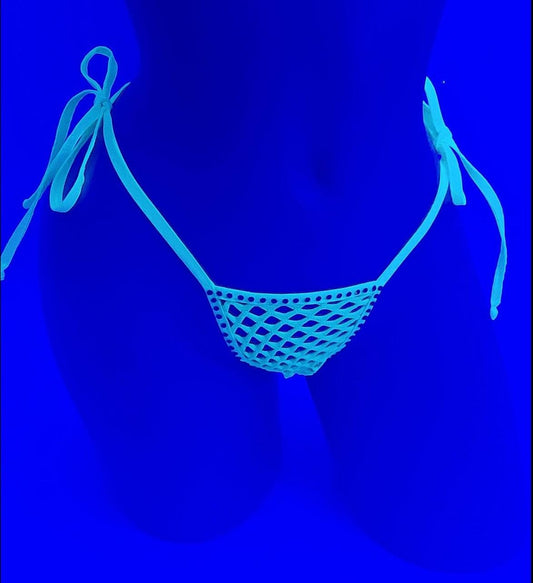 Neon Green Rhinestone Fishnet G-String: Rave Pole Dancewear
