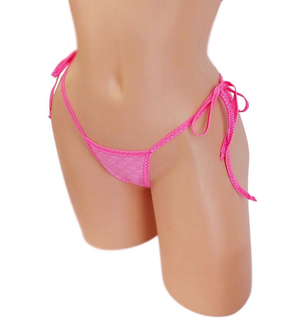 Hot Pink Mermaid Thong – Adjustable Tie Side, Glows in Blacklight