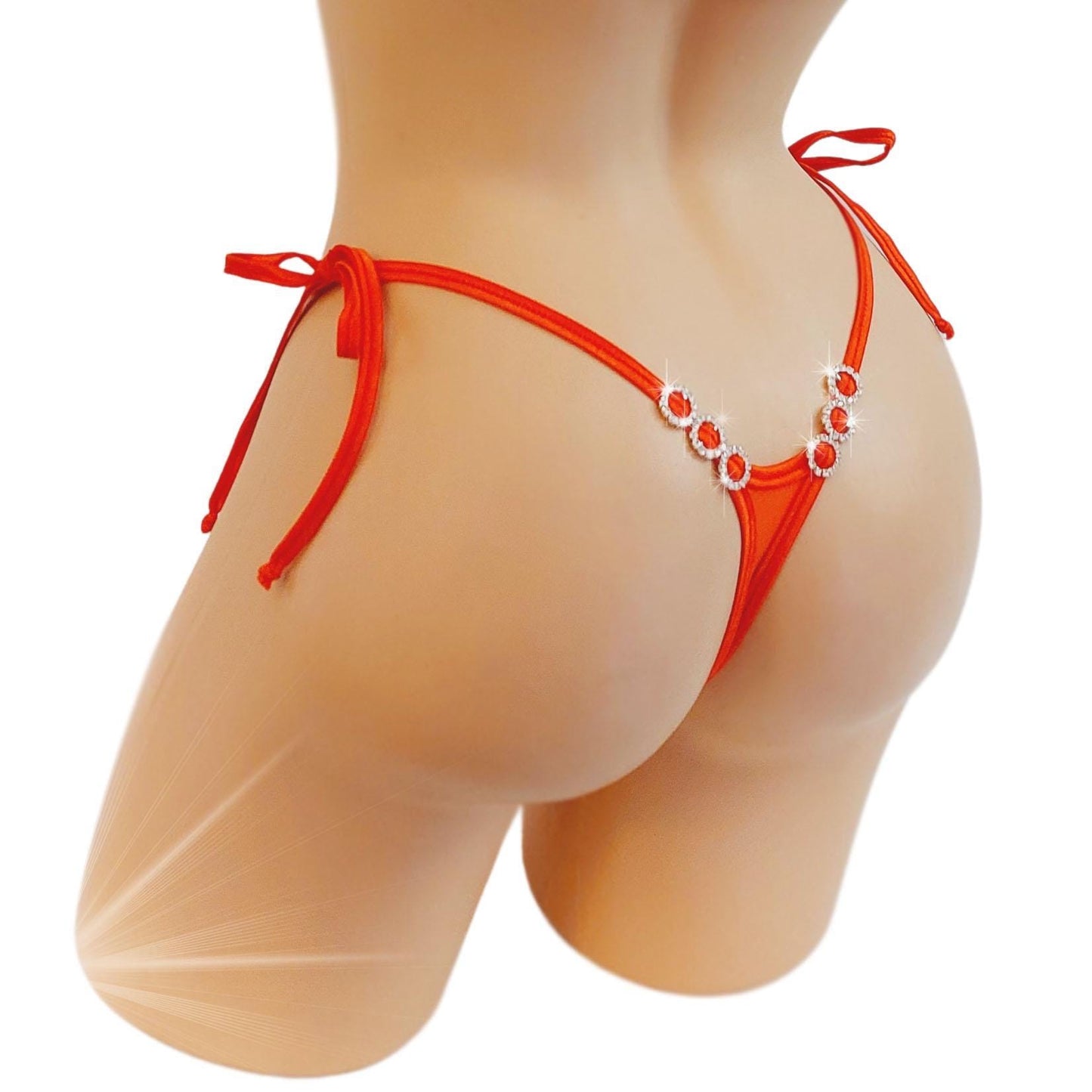 Diamond Accent Micro Thong – Adjustable Tie G-String, Exotic Dancewear