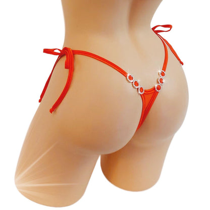 Diamond Accent Micro Thong – Adjustable Tie G-String, Exotic Dancewear
