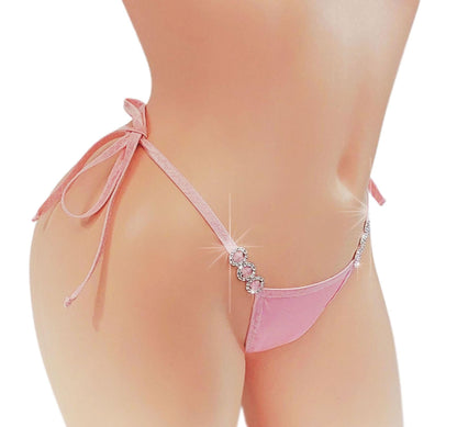 Blush Pink Diamond Tie-Side Thong – Adjustable Exotic Dancewear