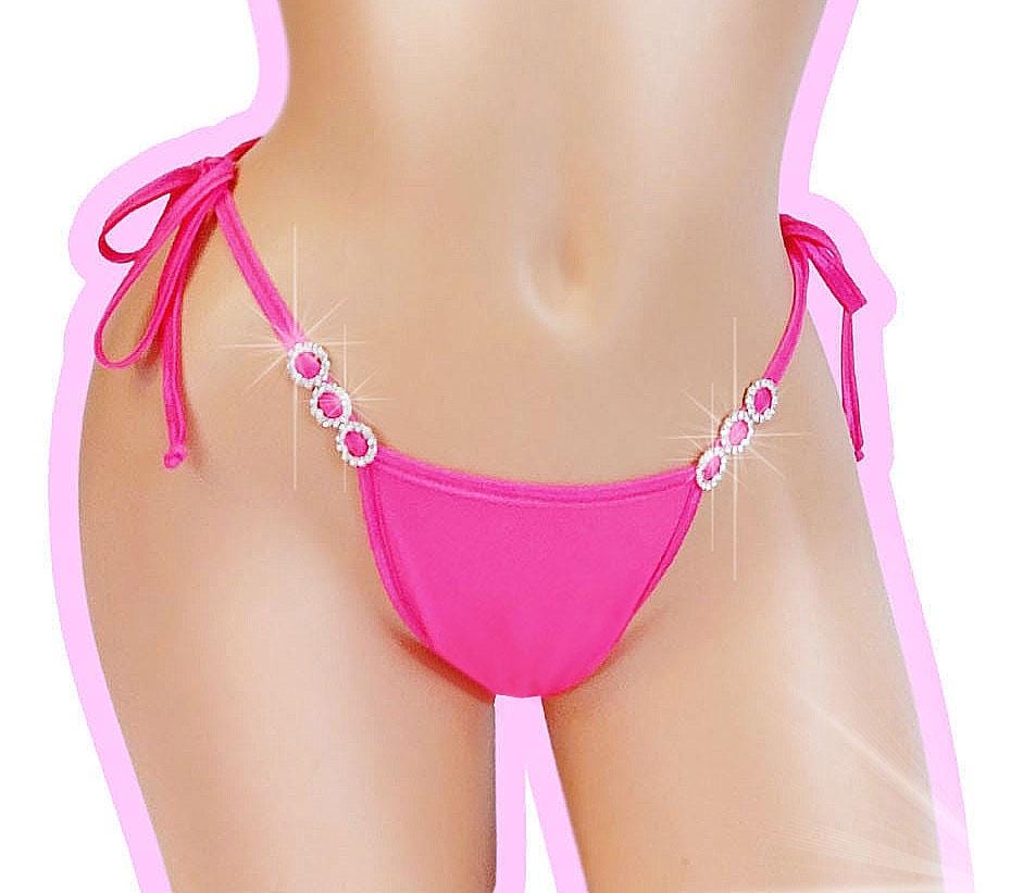 Shocking Pink Tie Side Thong – Adjustable Exotic Dancewear