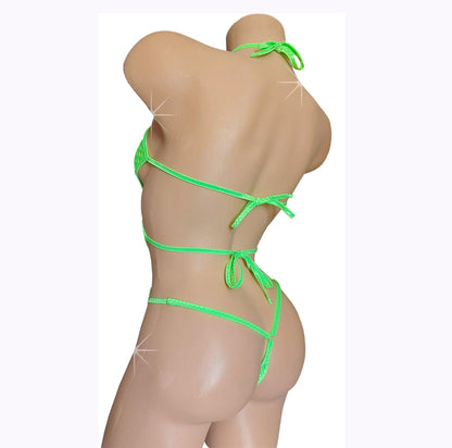 Glow Green Fishnet One-Piece, Exotic Rave Dancewear