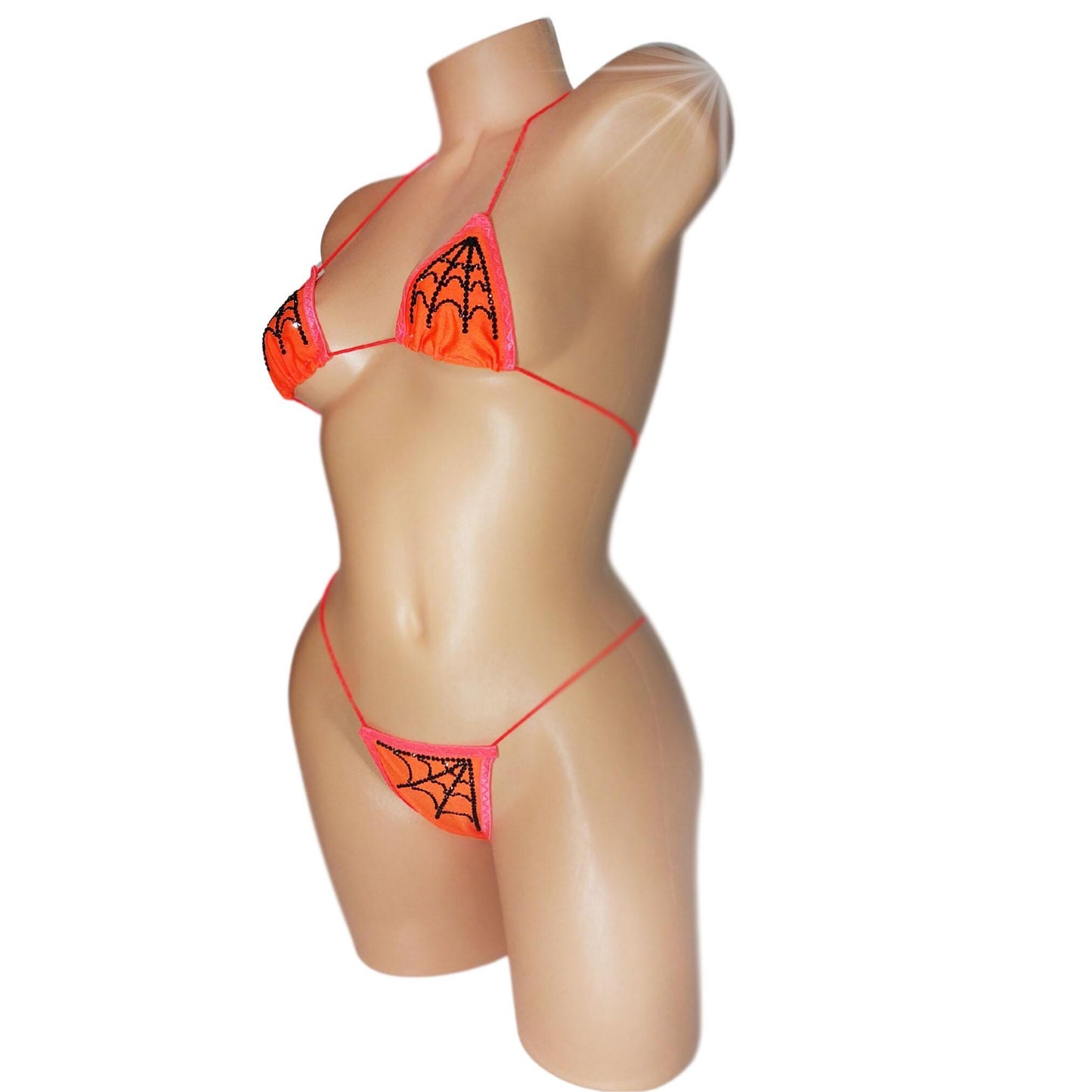 Spiderweb Rhinestone Bikini Set – Halloween Rave Dancewear