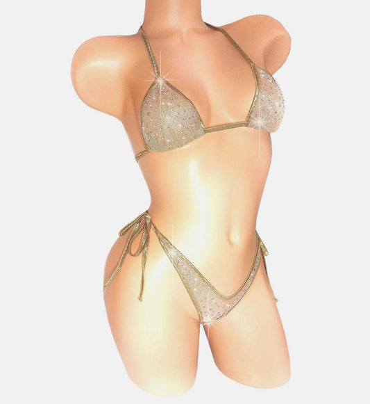 Diamond Dust Tie Bikini: Rhinestone Sparkle Crystal shine