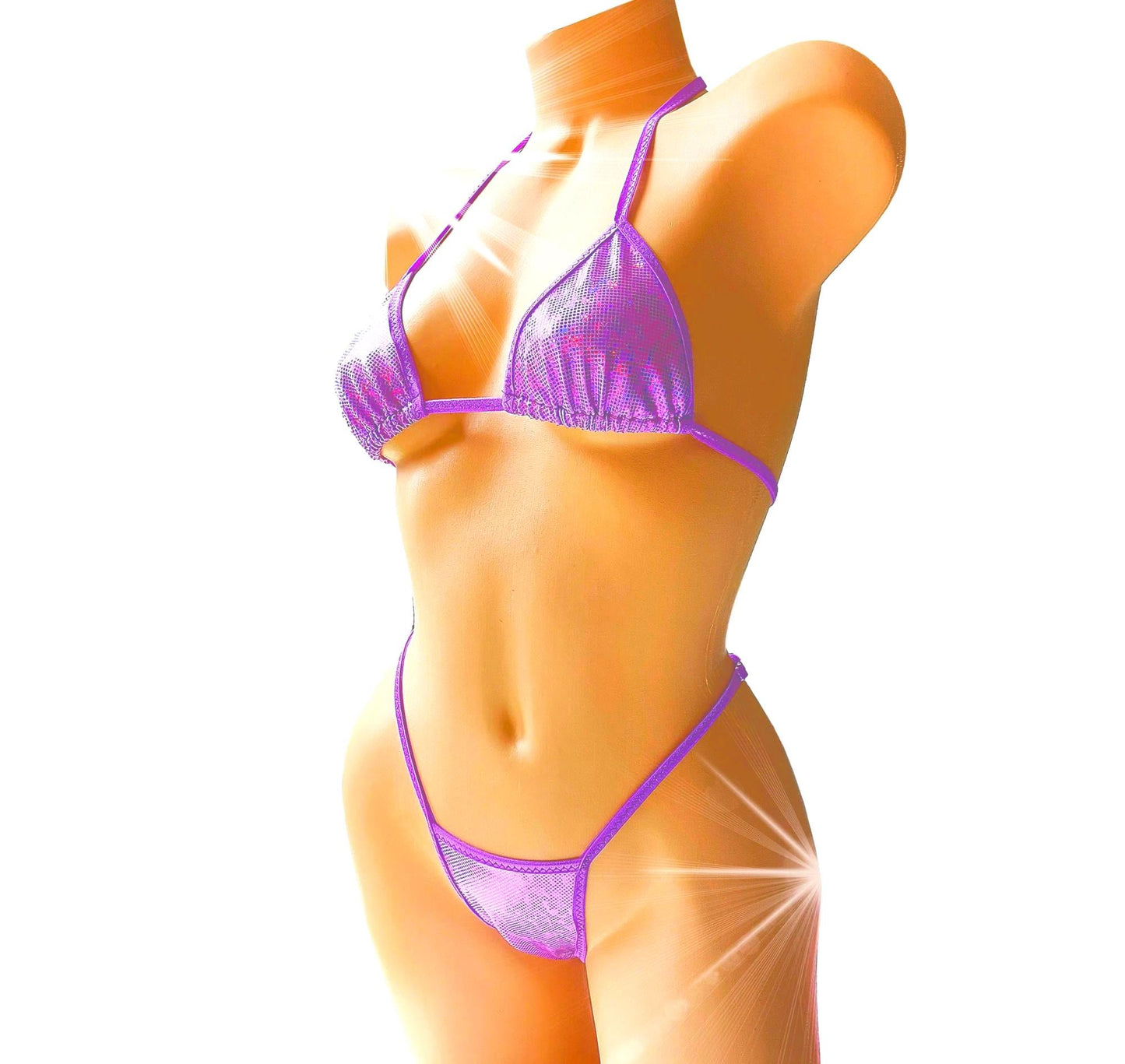 Purple Hologram Thong Bikini Set – Adjustable Rave Wear