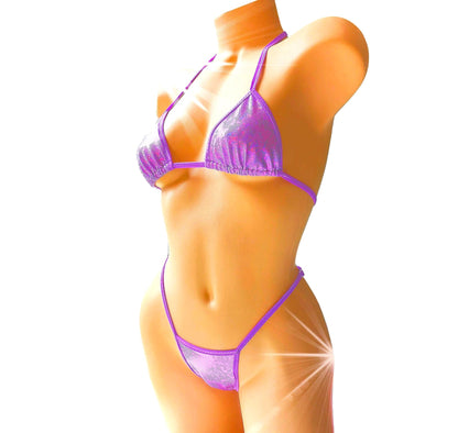 Purple Hologram Thong Bikini Set – Adjustable Rave Wear