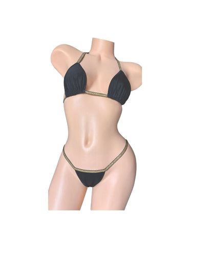 Metallic Trim Thong Bikini – Rave Dancewear, Stripper Outfit