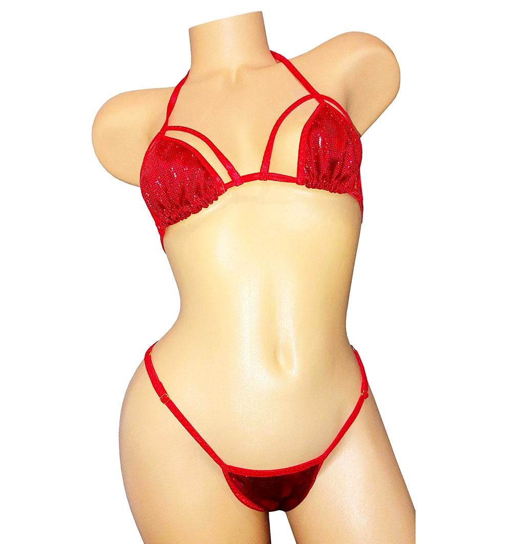 Exotic G-string Bikini Set- 5 Colors! Plus 5 Mix & Match sizes * AA cup - DD cup Tops- XSm to XL Bottoms* Exotic Pole dance outfit