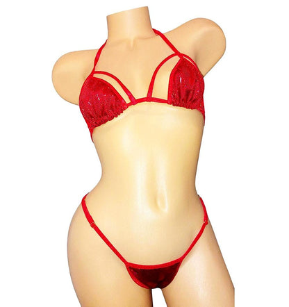 Exotic G-string Bikini Set- 5 Colors! Plus 5 Mix & Match sizes * AA cup - DD cup Tops- XSm to XL Bottoms* Exotic Pole dance outfit
