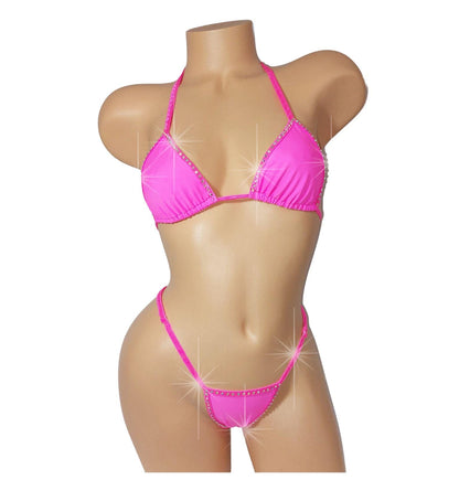 Rhinestone Rave Bikini, Adjustable G-String Thong, Mix & Match Sizes