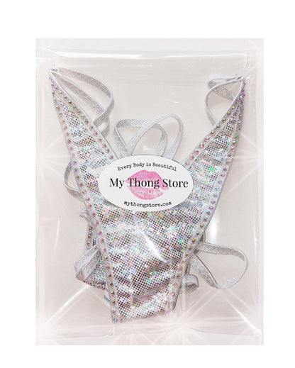 Hologram and Rhinestone G-String Bikini Set – Sparkle Rave Exotic Dance