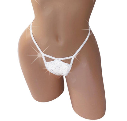 Bride Gift! Rhinestone Whale Tail Thong Bikini: Adjustable Crystal Rave Dancewear