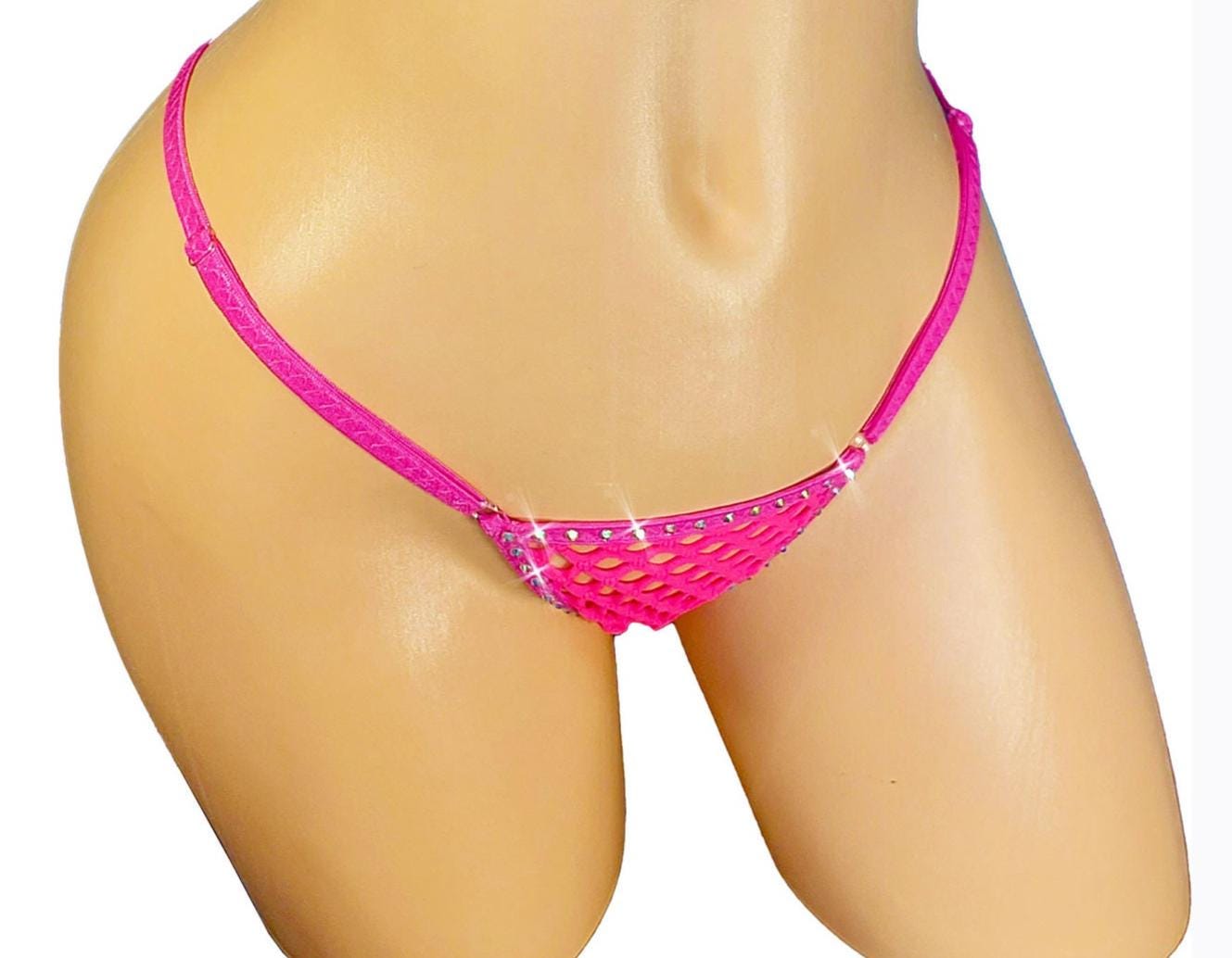 Rhinestone Fishnet G-String Thong – Adjustable, Rave Exotic Dancewear