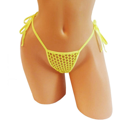 Fishnet Neon Yellow thong G-string - SIzes XS-XL - stripper outfits exotic dancewear rave pole * Fully lined and GLOWS in Black Light