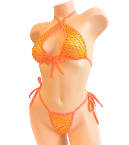 UV Black light reactive -  Fishnet Halter G-string Set – Rave Dancewear