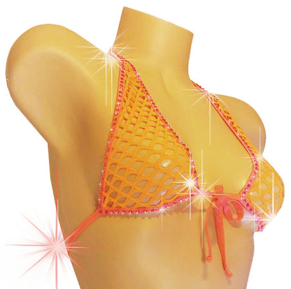 Rhinestone Fishnet Lingerie Set – Fully lined Halter Top & Adjustable Thong
