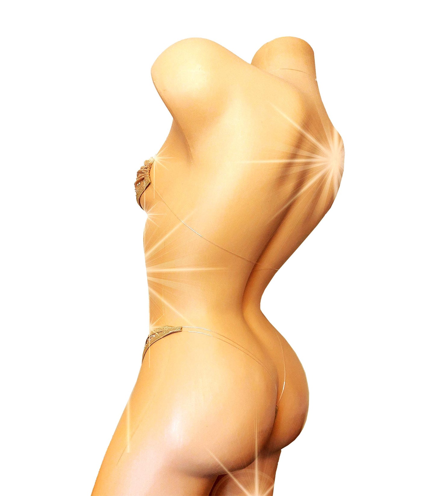 Fully lined STARDUST ILLUSION clear elastic RHINESTONE Bandeau top with thong - all adjustable!