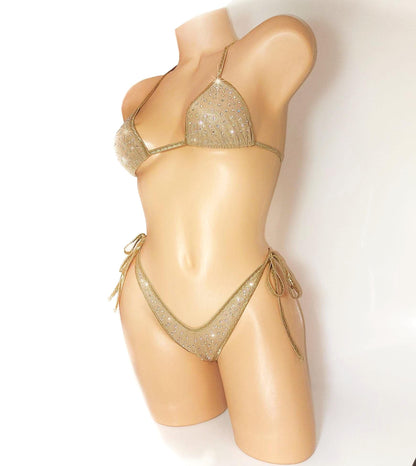 Diamond Dust Tie Bikini: Rhinestone Sparkle Crystal shine