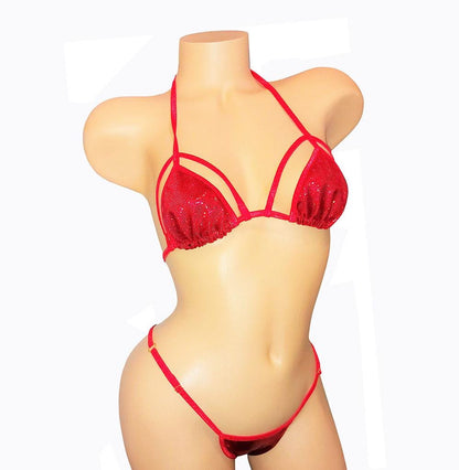 Exotic G-string Bikini Set- 5 Colors! Plus 5 Mix & Match sizes * AA cup - DD cup Tops- XSm to XL Bottoms* Exotic Pole dance outfit