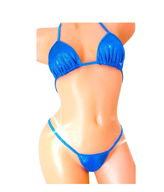 Royal Blue Shimmer Bikini Set, Pole Dance Exotic Wear