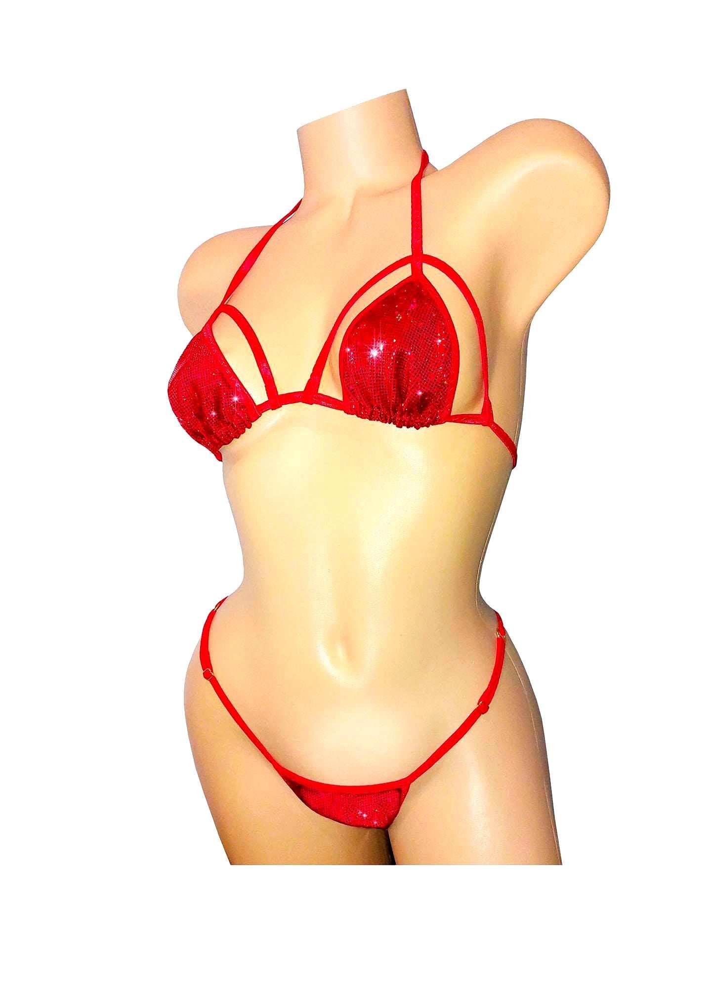 Exotic G-string Bikini Set- 5 Colors! Plus 5 Mix & Match sizes * AA cup - DD cup Tops- XSm to XL Bottoms* Exotic Pole dance outfit