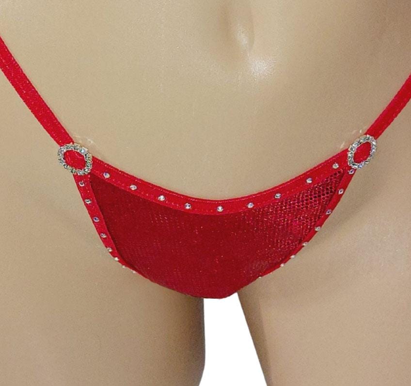 Hologram Rhinestone Thong: Adjustable Rave Dancewear