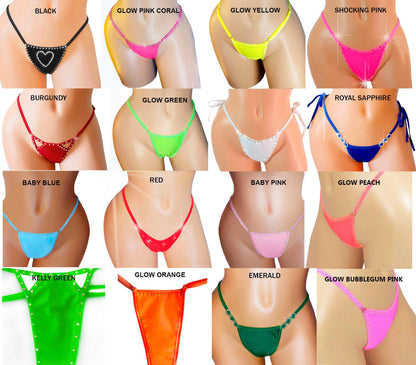 Rhinestone Rave Bikini, Adjustable G-String Thong, Mix & Match Sizes