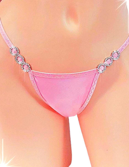 Pink 14 Diamond G-String: Adjustable Exotic Dancewear