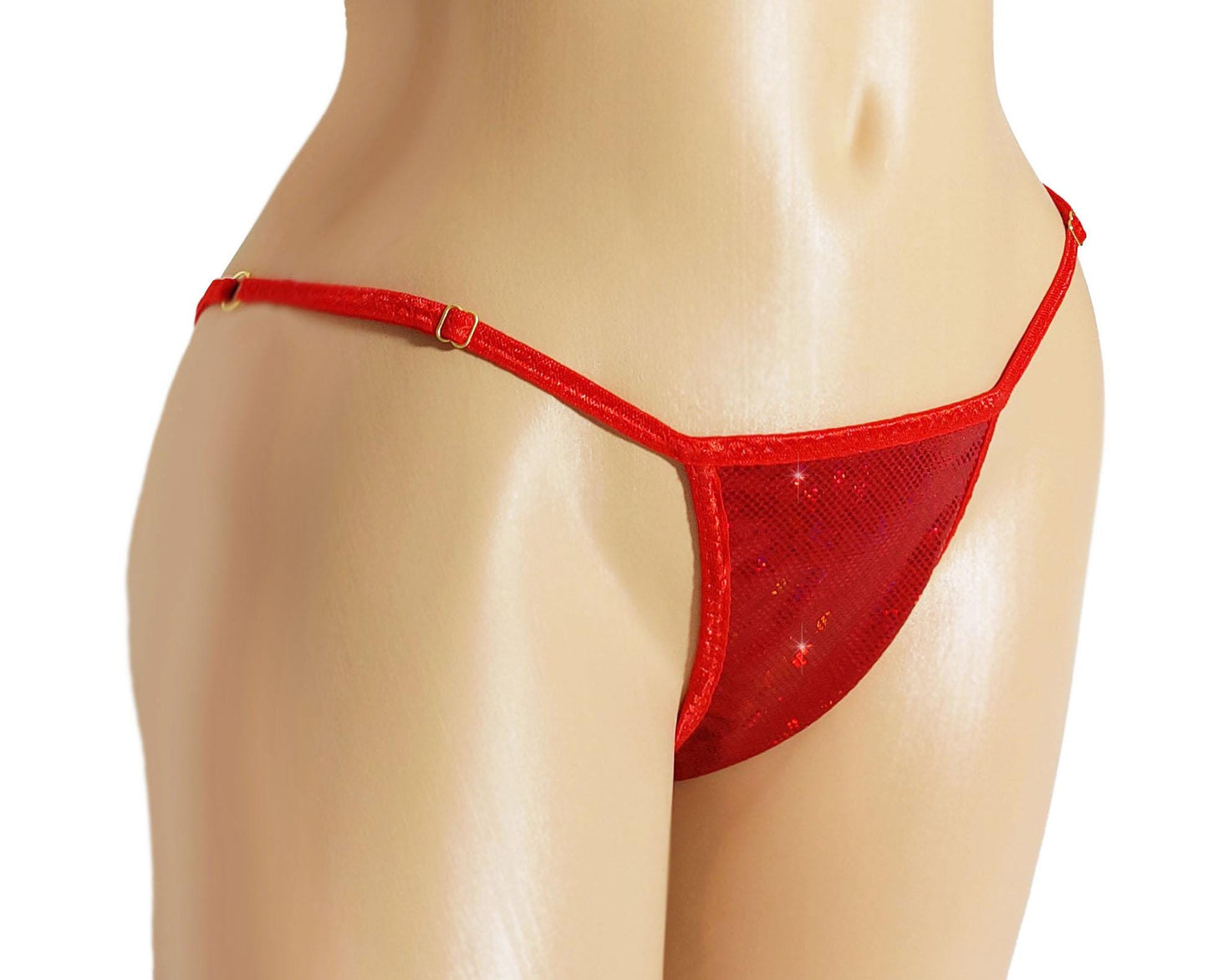 Festive Red Hologram cutout dancer bikini