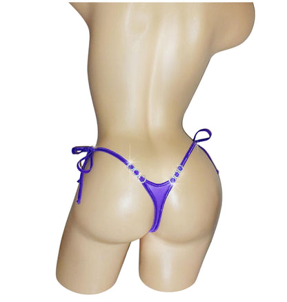 Diamond Rhinestone Purple Thong - Exotic Dancewear