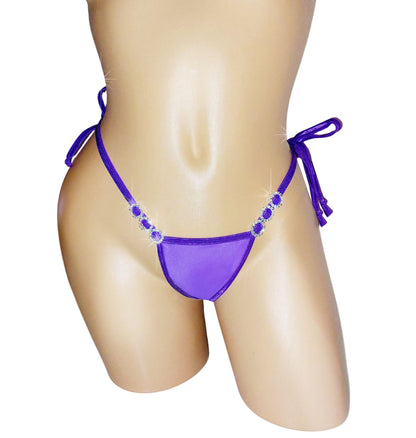 Diamond Rhinestone Purple Thong - Exotic Dancewear