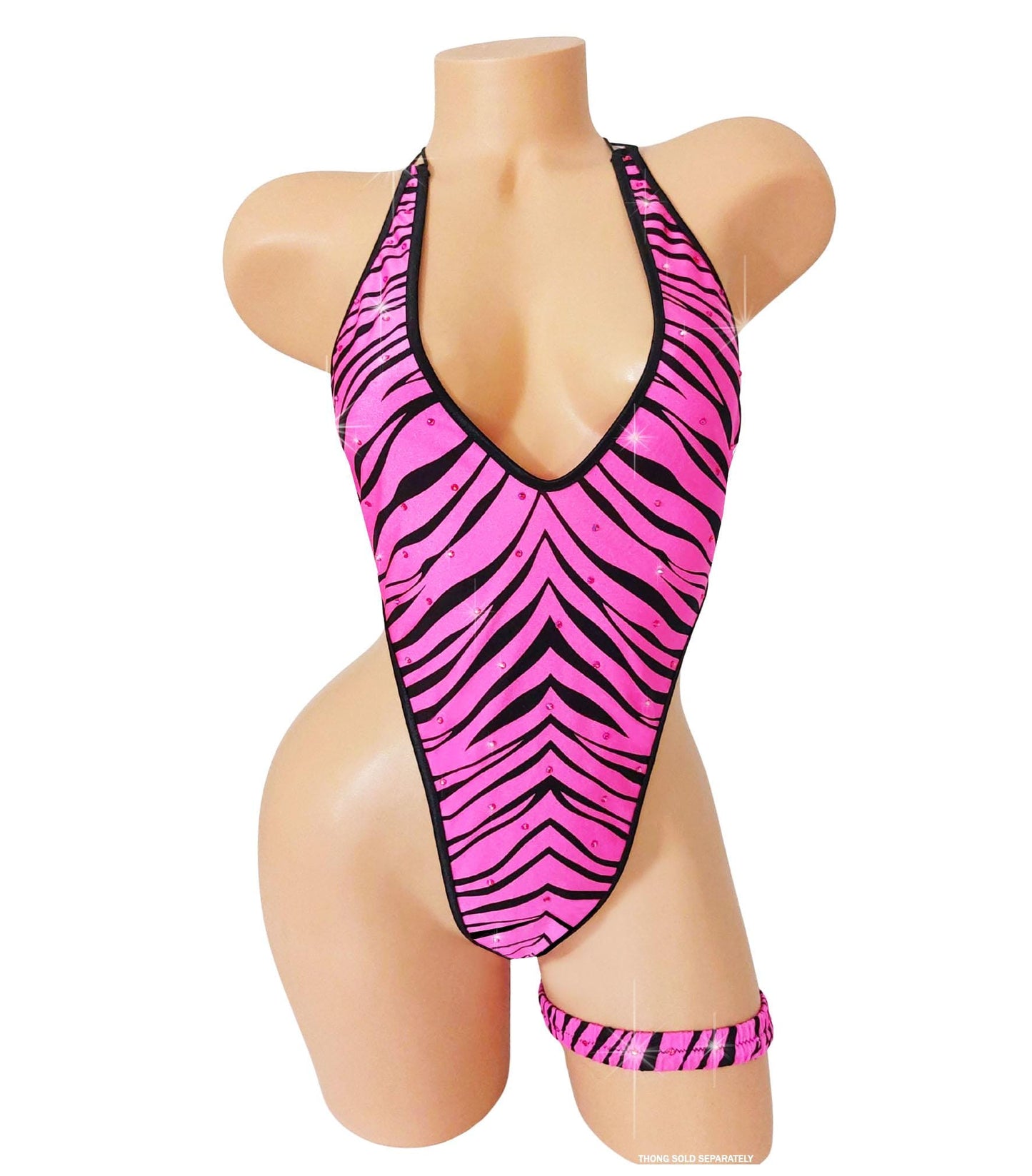 Zebra Monokini backless one piece - adjustable ties
