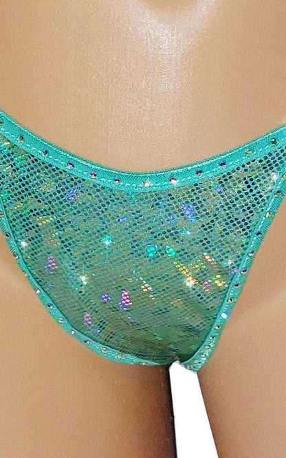 Hologram and Rhinestone G-String Bikini Set – Sparkle Rave Exotic Dance
