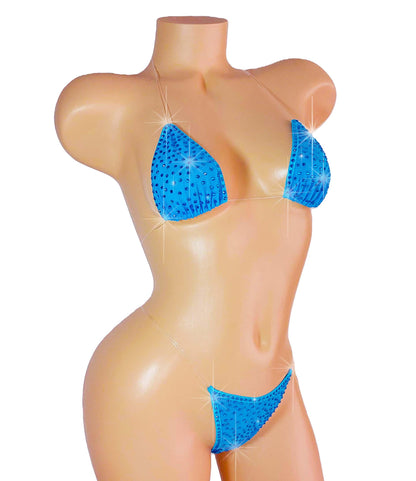 Baby Pink mesh Illusion G-string Bikini Set * Hand applied Crystal rhinestones* Five Sizes Mix & Match * Exotic Dancewear Pole Micro
